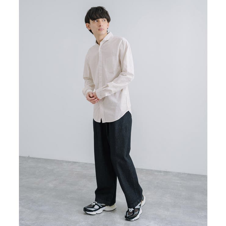 綿麻シャツ 長袖 ホリゾンタルカラー | Rocky Monroe | 詳細画像21 