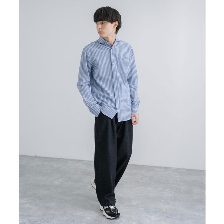 綿麻シャツ 長袖 ホリゾンタルカラー | Rocky Monroe | 詳細画像22 