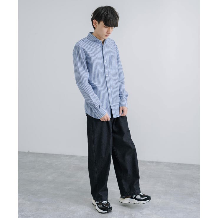 綿麻シャツ 長袖 ホリゾンタルカラー | Rocky Monroe | 詳細画像34 