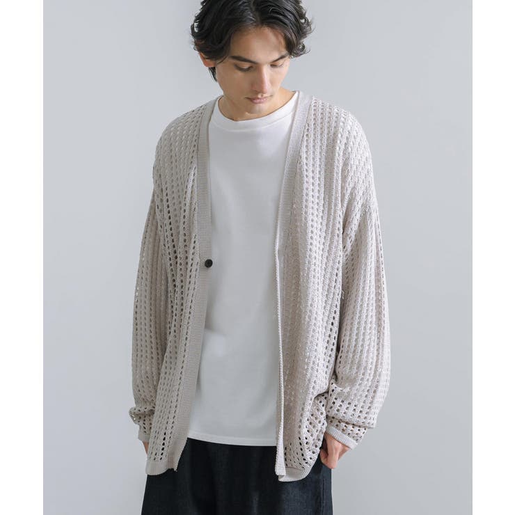 カーディガン メッシュ編み Vネック[品番：OE000007273]｜Rocky
