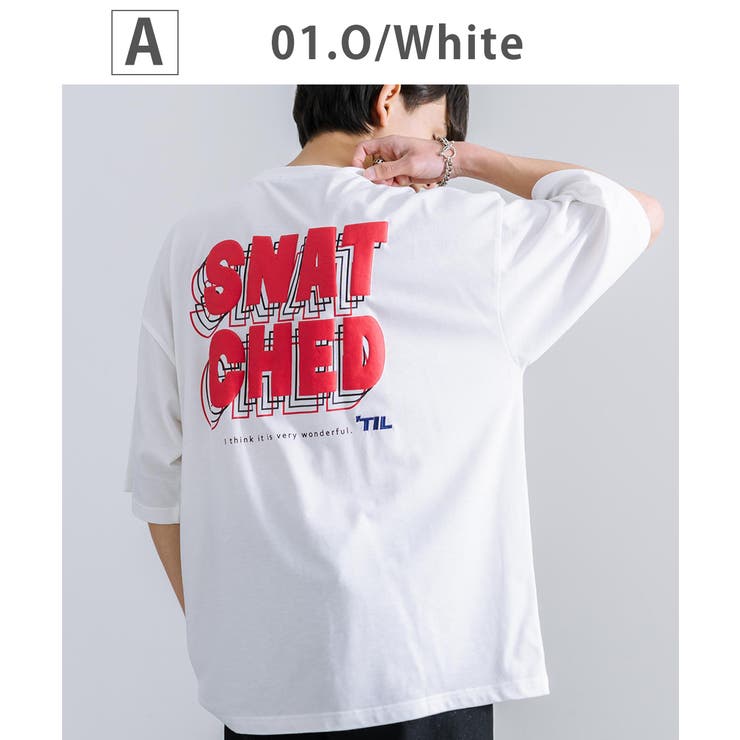 C02.O/ホワイトｘブラック】半袖Tシャツ 刺繍プリント オーバーサイズ