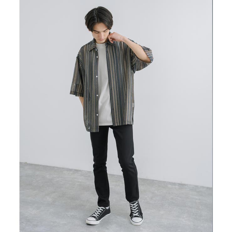 半袖シャツ バルファレース 透かし編み[品番：OE000007268