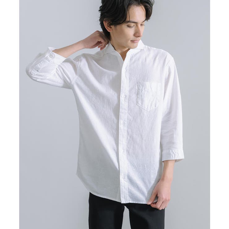 通販生活 ファッション リネンシャツ ホリゾンタルカラー 7分袖[品番：OE000007266 トップス