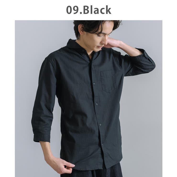 リネンシャツ ホリゾンタルカラー 7分袖[品番：OE000007266]｜Rocky