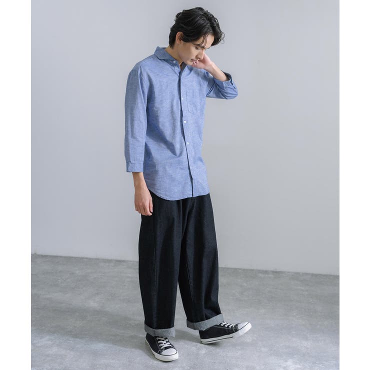 リネンシャツ ホリゾンタルカラー 7分袖[品番：OE000007266]｜Rocky