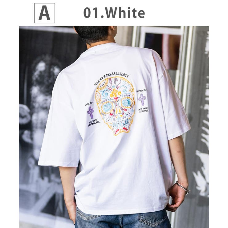刺繍Tシャツ 刺繍 Tシャツ Tシャツ 半袖 モンロー 半袖刺繍Tシャツ オーバーサイズ ルード[品番：OE000007415