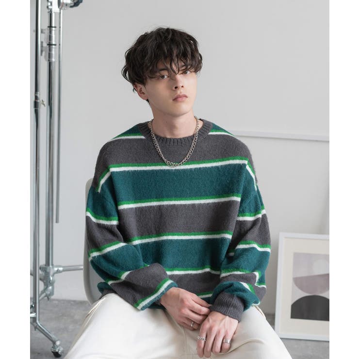 4/19～【FINAL SALE】multi border rib turtle knit【ライト