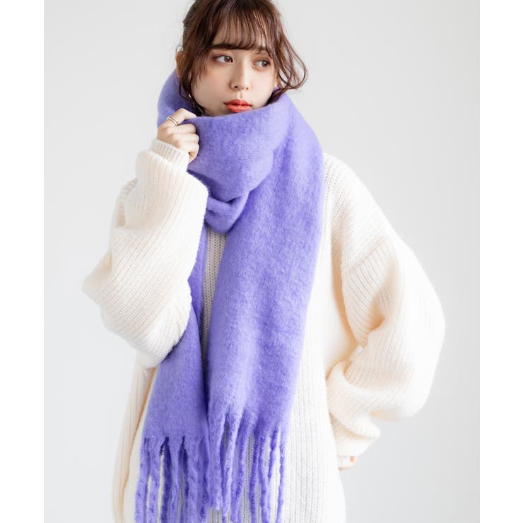 未使用品トゥモローランド　カシミア100%大判ストール　マフラー　パープル紫 未使用品トゥモローランドカシミア100%大判ストールマフラー