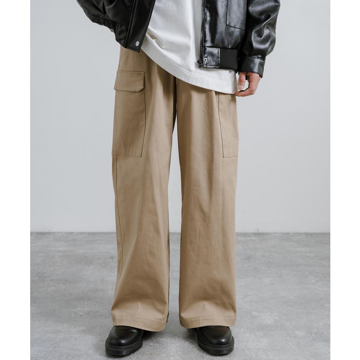 カーゴパンツ ワイドストレート ミリタリーパンツ[品番：OE000007540