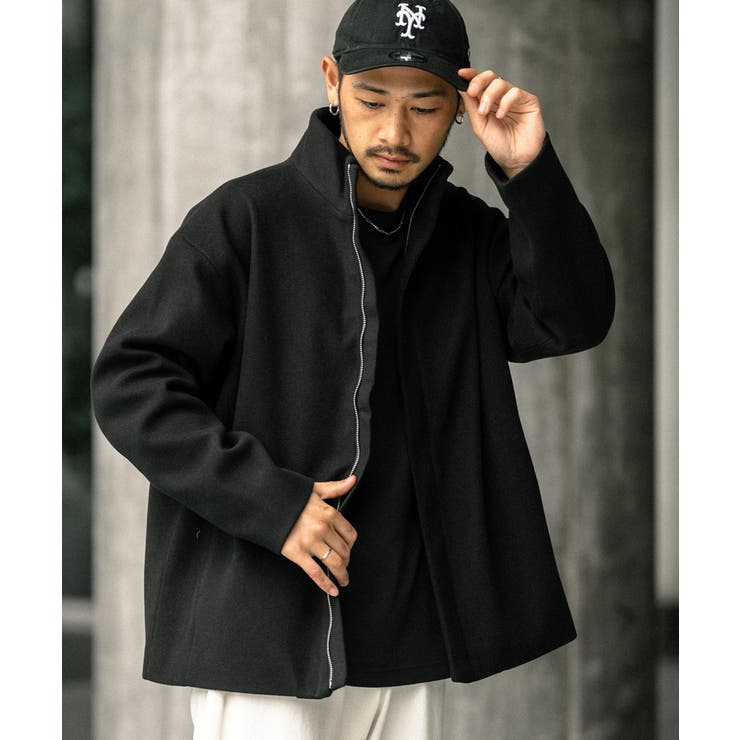 スタンドブルゾン 比翼仕立て ショートコート[品番：OE000007517