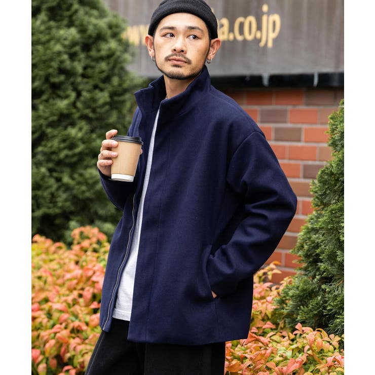 スタンドブルゾン 比翼仕立て ショートコート[品番：OE000007517