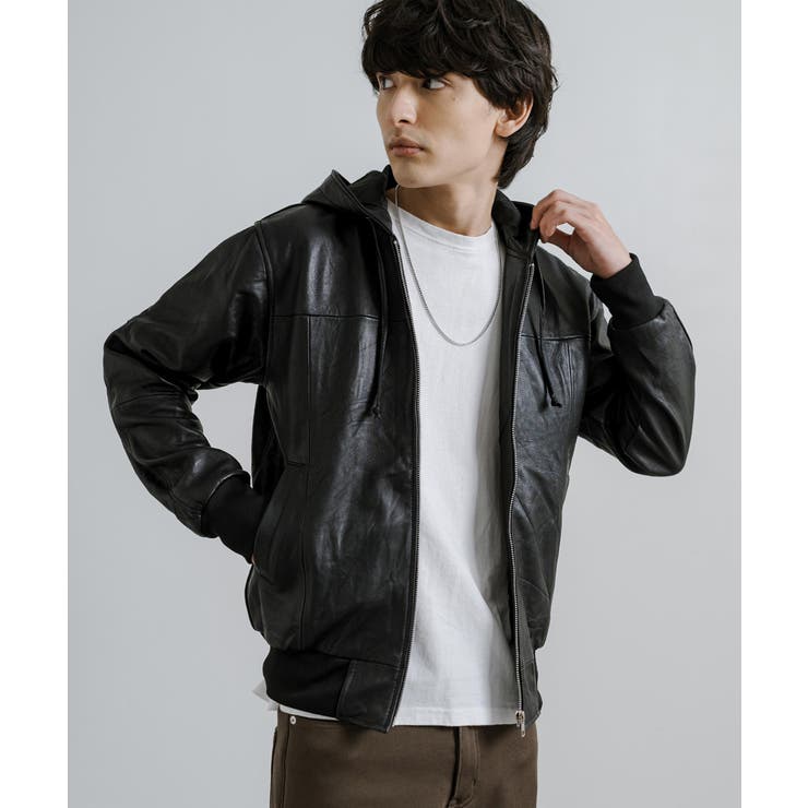 レザージャケット 本革 パーカー[品番：OE000007552]｜Rocky Monroe
