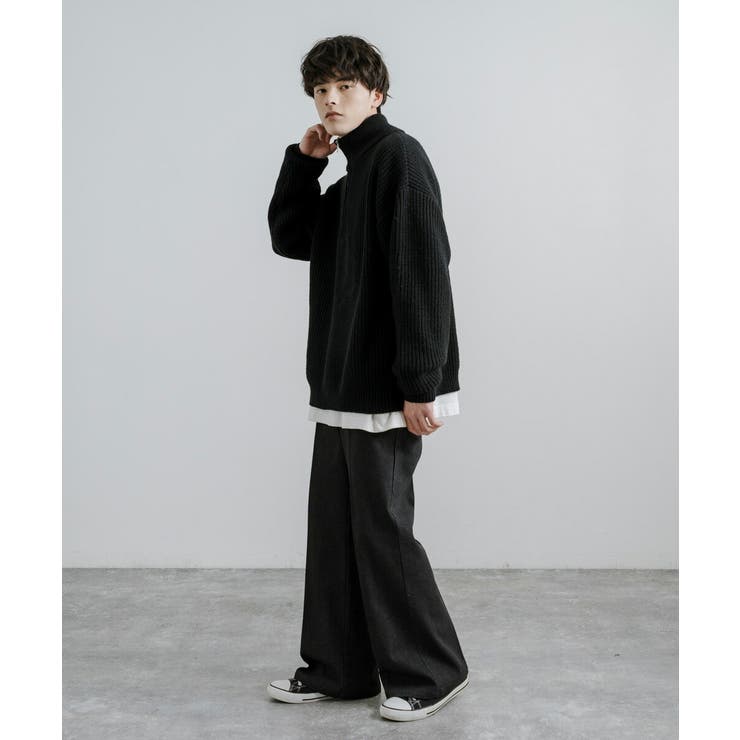 美品　メゾンスペシャル　ハーフジップ　ブラック 襟付きオーバーサイズニット MAISON SPECIAL（メゾンスペシャル）の「《UNISEX》Heavy-Weight