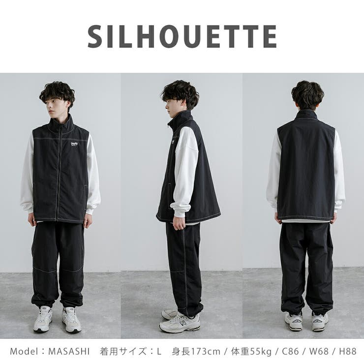 ナイロンベスト スタンドカラー オーバーサイズ[品番