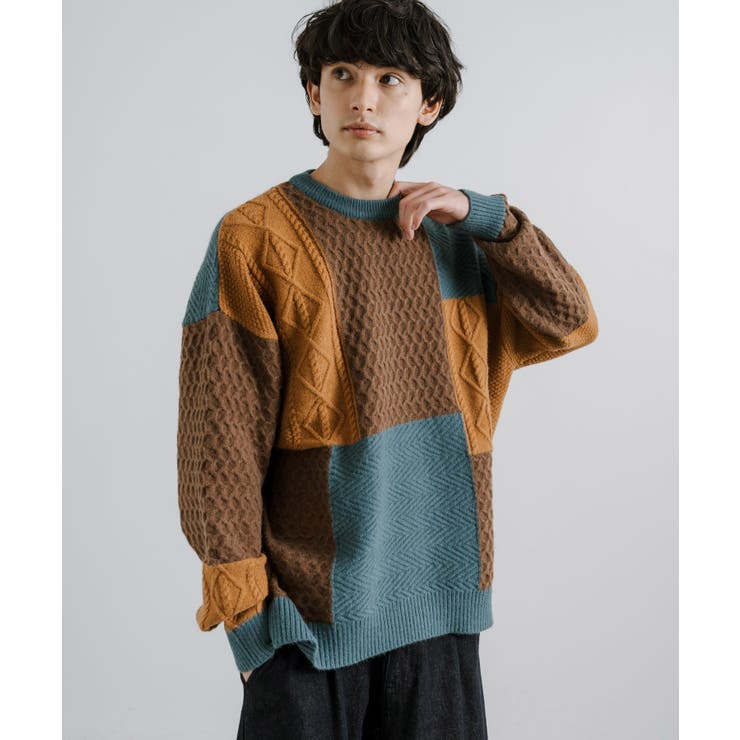 02.グリーン | クルーネックニット セーター オーバーサイズ | Rocky Monroe