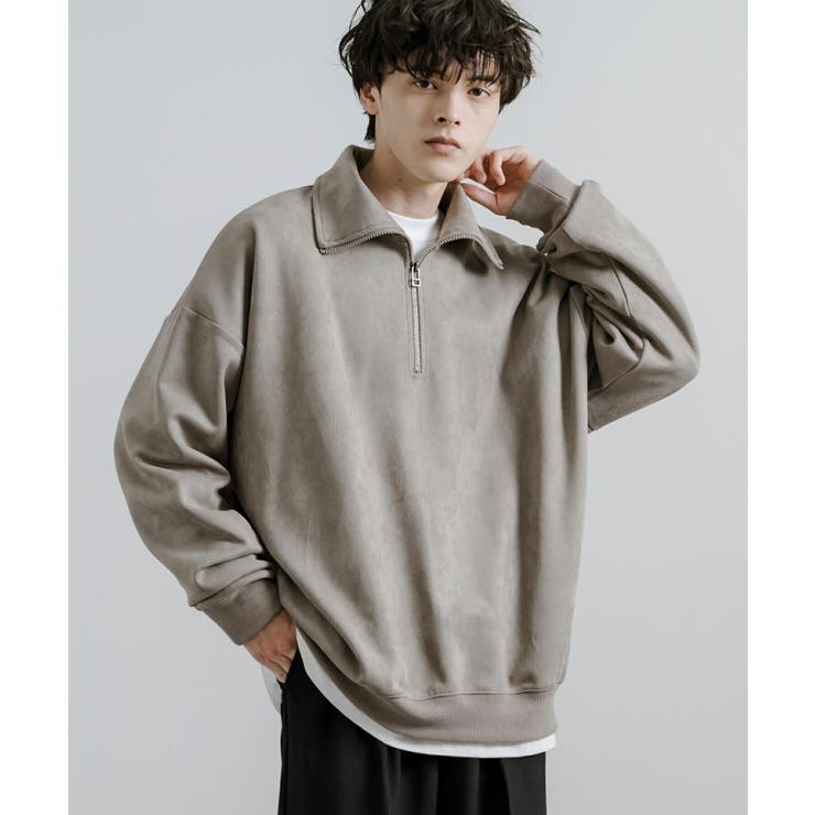 L ロッキーラビット　ハーフジップ　ニット　スウェット　ウール　白系 ロッキーモンロー Rocky Monroe ニット セーター 無地 メンズ