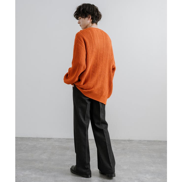 ニットセーター ウォッシャブル 切替編み[品番：OE000007642