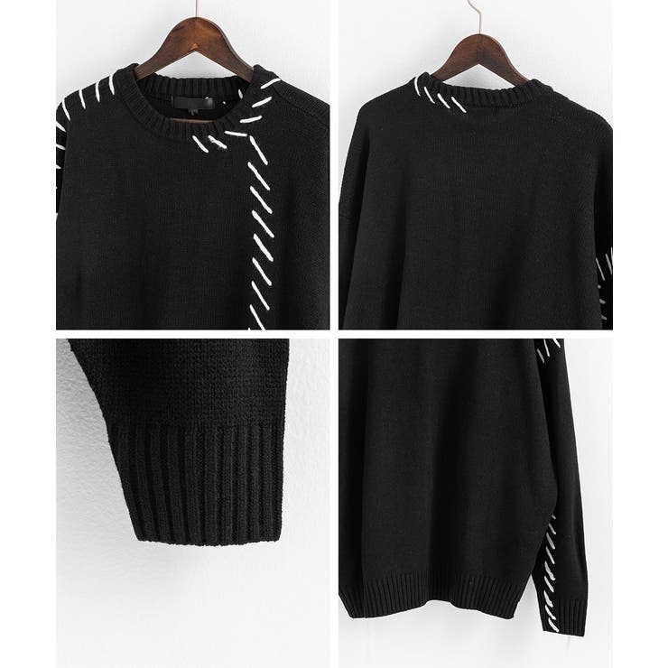 【WEB限定】 クルーネックニット ハンドステッチ[品番：OE000007674 セーター トップス