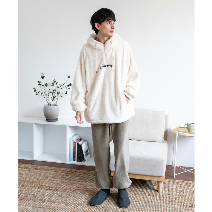 プルオーバーパーカー ダブルフェイスボア ハーフジップ[品番