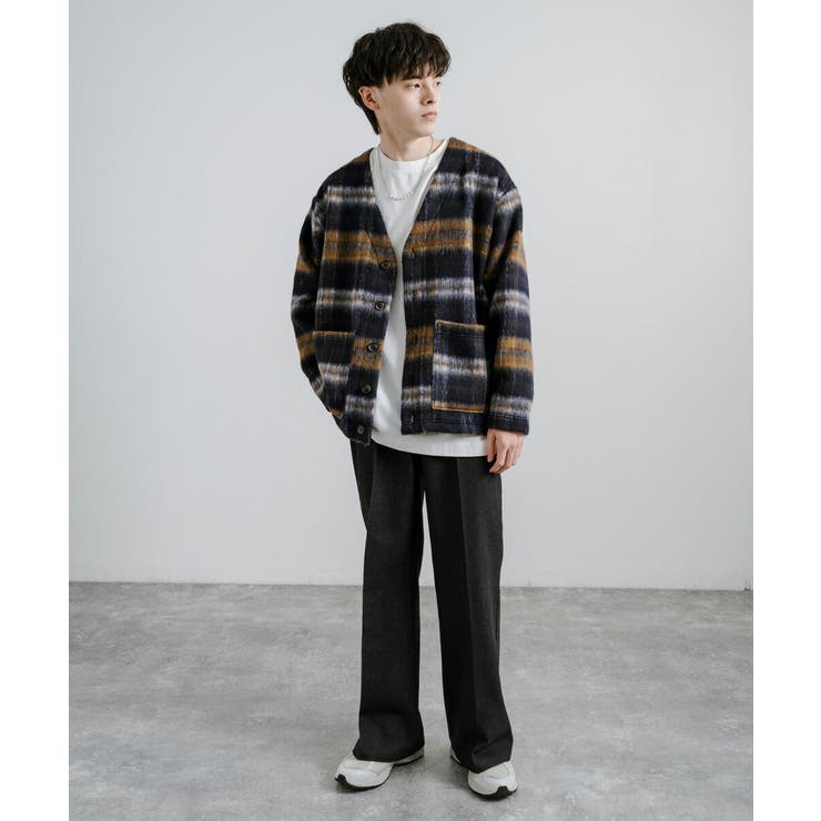 ノーカラージャケット ウール チェック[品番：OE000007696]｜Rocky