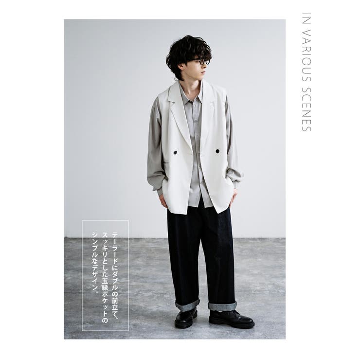 テーラードベスト ダブル ジレ[品番：OE000007760]｜Rocky Monroe
