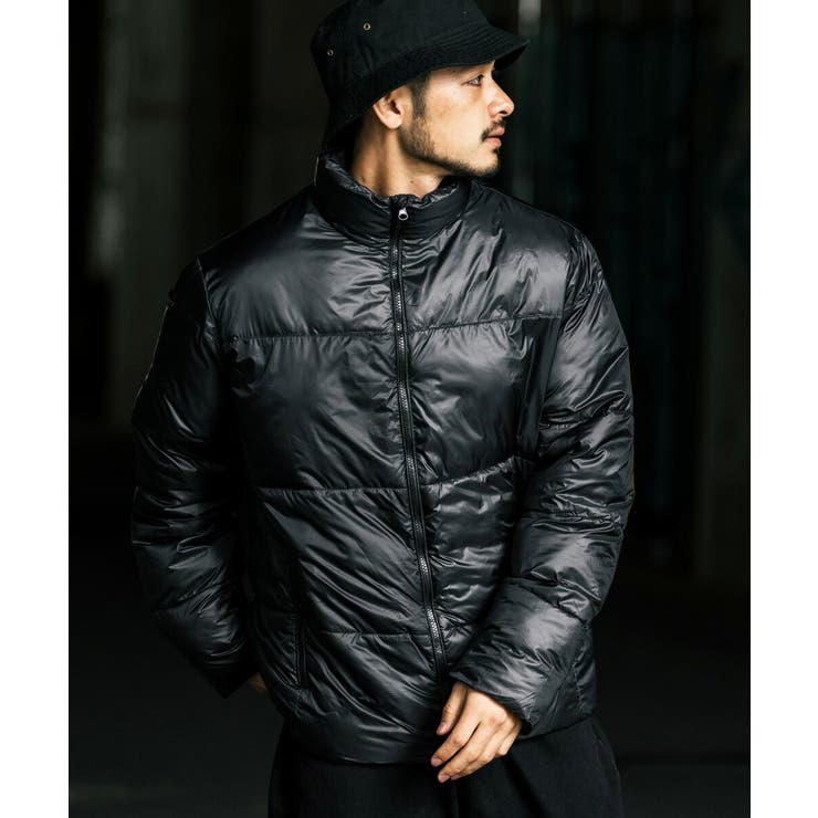 ダウンジャケット バイカラー スタンドネック[品番：OE000007736