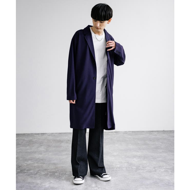 チェスターコート ロングコート 膨れジャガード