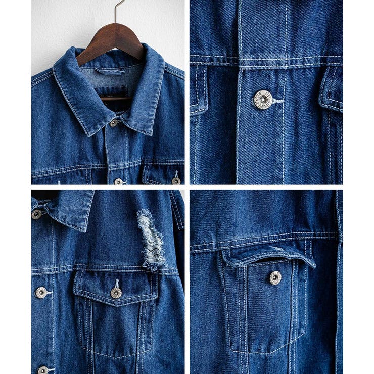 デニムジャケット ダメージ加工 オーバーサイズ[品番：OE000007837]｜Rocky  Monroe（ロッキーモンロー）のメンズファッション通販｜SHOPLIST（ショップリスト）