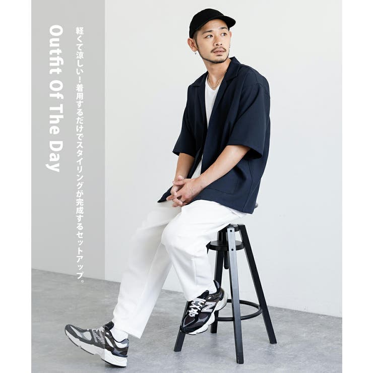 半袖セットアップ シャツジャケット ワイドパンツ[品番