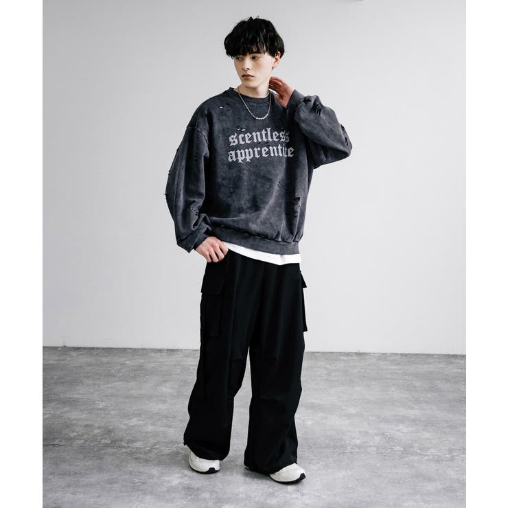 トレーナー ダメージ加工 プリント[品番：OE000007789]｜Rocky Monroe