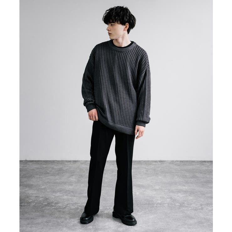 【molli】 透かしストライプ編み ヘンリーネック コットンニット 楽天市場】サマーニット レディース 春夏秋 長袖 ロング丈 丸首