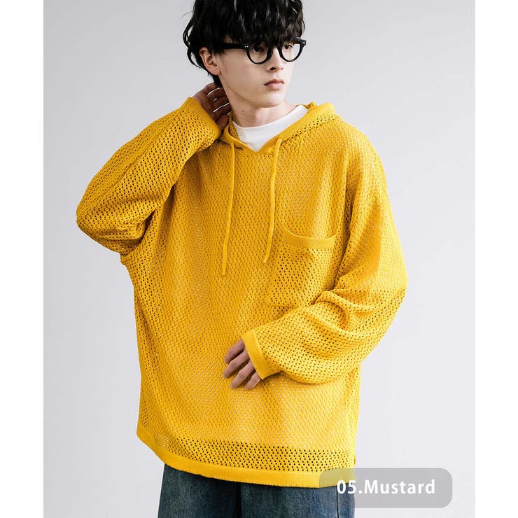 パーカー メッシュニット オーバーサイズ[品番：OE000007818]｜Rocky