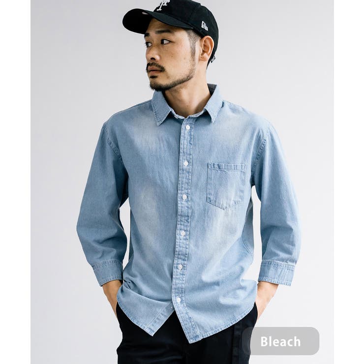 デニムシャツ 7分袖 ヴィンテージライク[品番：OE000007829]｜Rocky