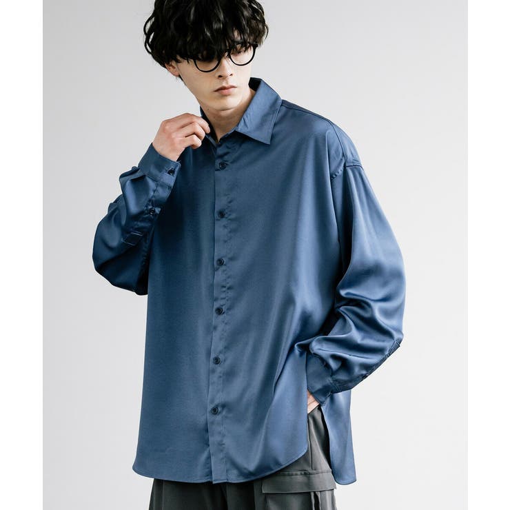 サテンシャツ 光沢 レギュラーカラー[品番：OE000007850]｜Rocky