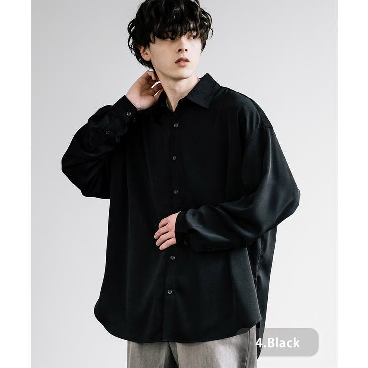 VINTAGE - RAIKA サテン生地 総柄 柄シャツ 光沢あり Lサイズの