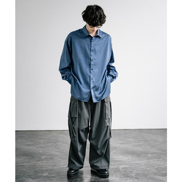 00s~ レーヨン100% L/S シャツ 薔薇 モードロック 光沢 ドレープ 90s Vintage シルク100% L/S シャツ 光沢 ドレープ マゼンタ