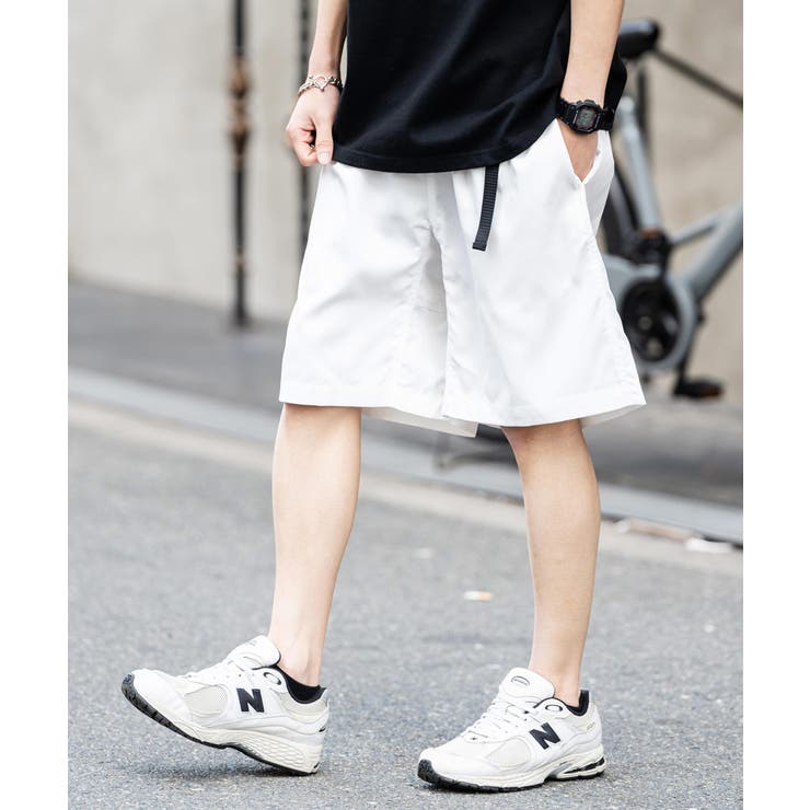 ショートパンツ ウェビングベルト ストレッチツイル[品番