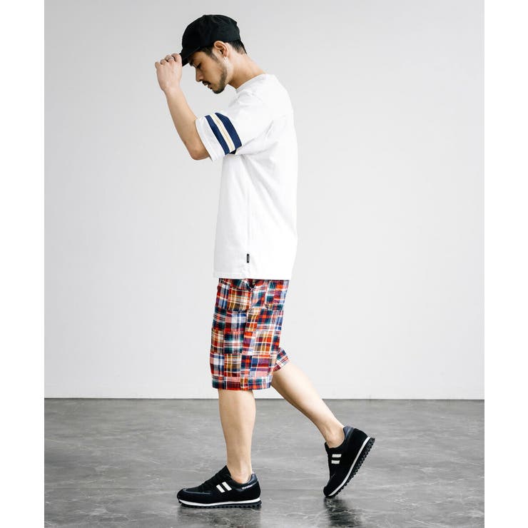 ショートパンツ チェック パッチワーク[品番：OE000008028