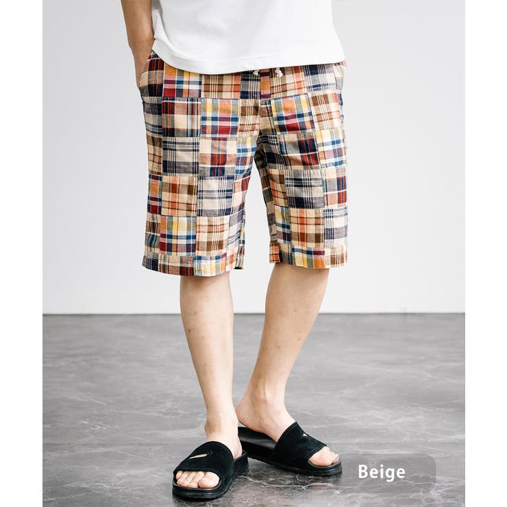 【格安saleスタート】 ショートパンツ チェック パッチワーク[品番：OE000008028 パンツ