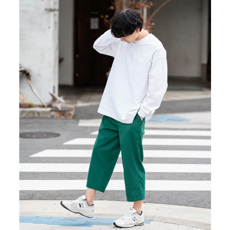 hi_roco 　定価¥31,900 カシミア混GLENCHECK パンツ クロップドパンツ シェフパンツ 7分丈[品番：OE000000303