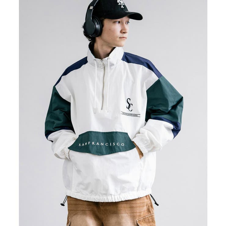 ナイロンジャケット ハーフジップ スタンドネック[品番：OE000008199