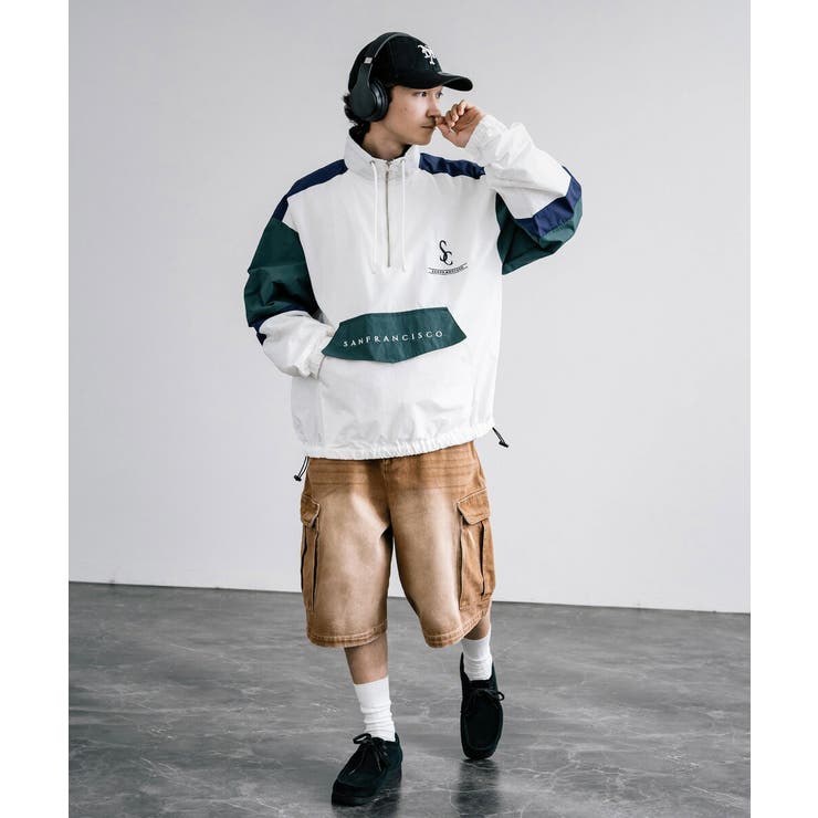 ナイロンジャケット ハーフジップ スタンドネック[品番：OE000008199