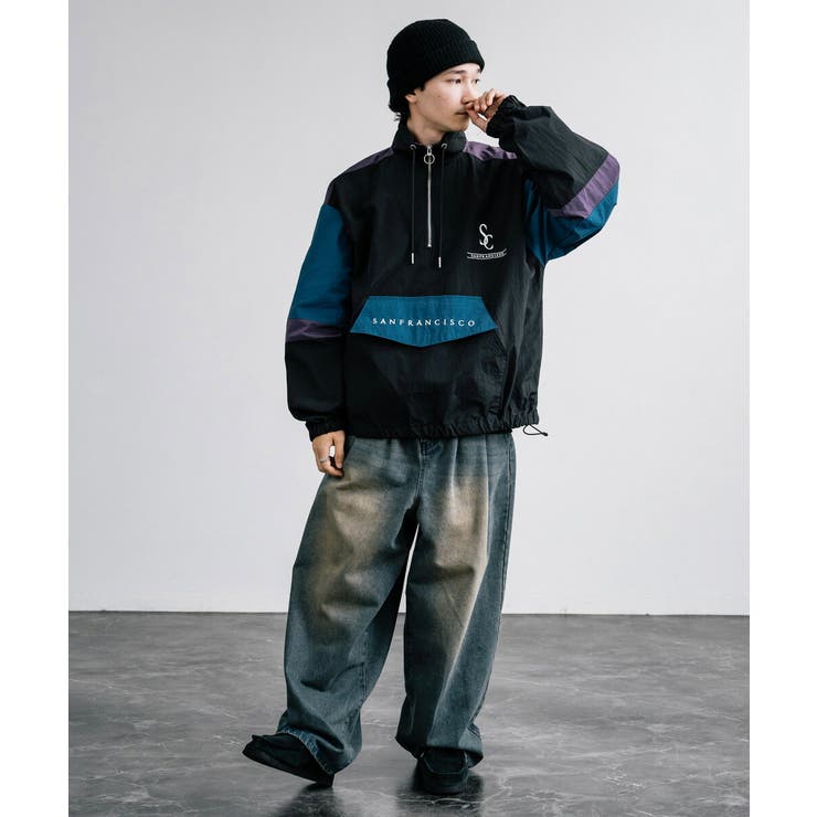 ナイロンジャケット ハーフジップ スタンドネック[品番：OE000008199