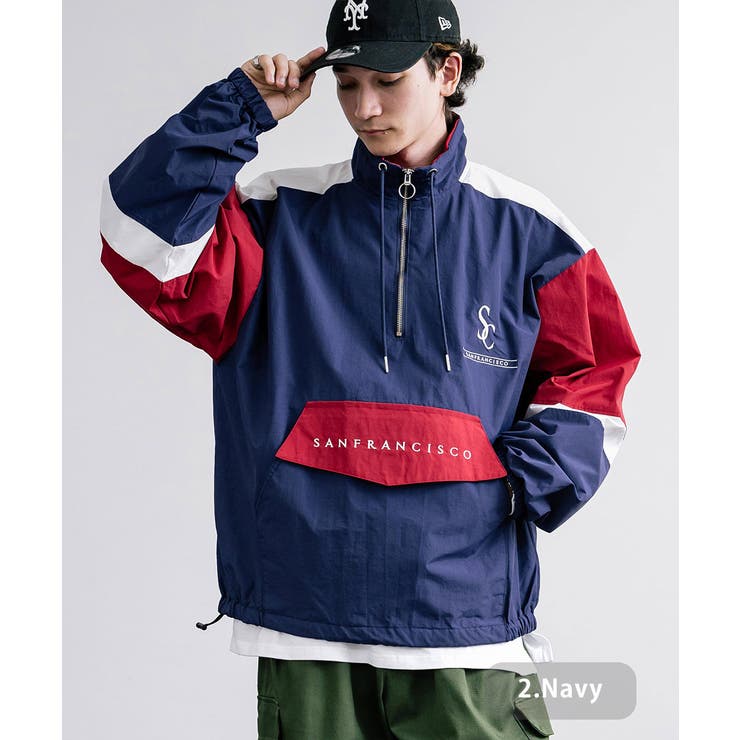 ナイロンジャケット ハーフジップ スタンドネック[品番：OE000008199