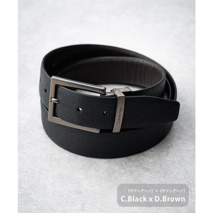 usa【新品】カルバンクライン メンズ レザーベルト 黒 L Calvin Klein SALE 大きいサイズ メンズ カルバンクライン CK