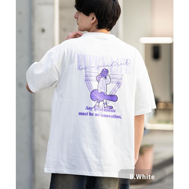B.ホワイト | プリントTシャツ 半袖 バックプリント | Rocky Monroe