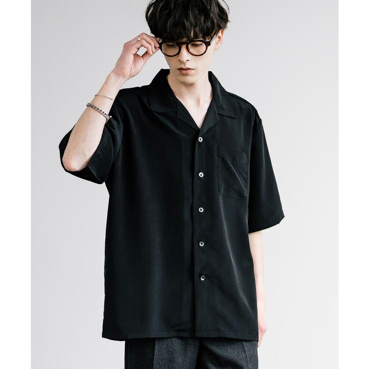 開襟シャツ 半袖 無地[品番：OE000007932]｜Rocky Monroe（ロッキー