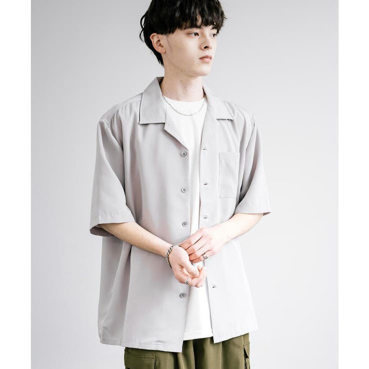 開襟シャツ 半袖 無地[品番：OE000007932]｜Rocky Monroe（ロッキー