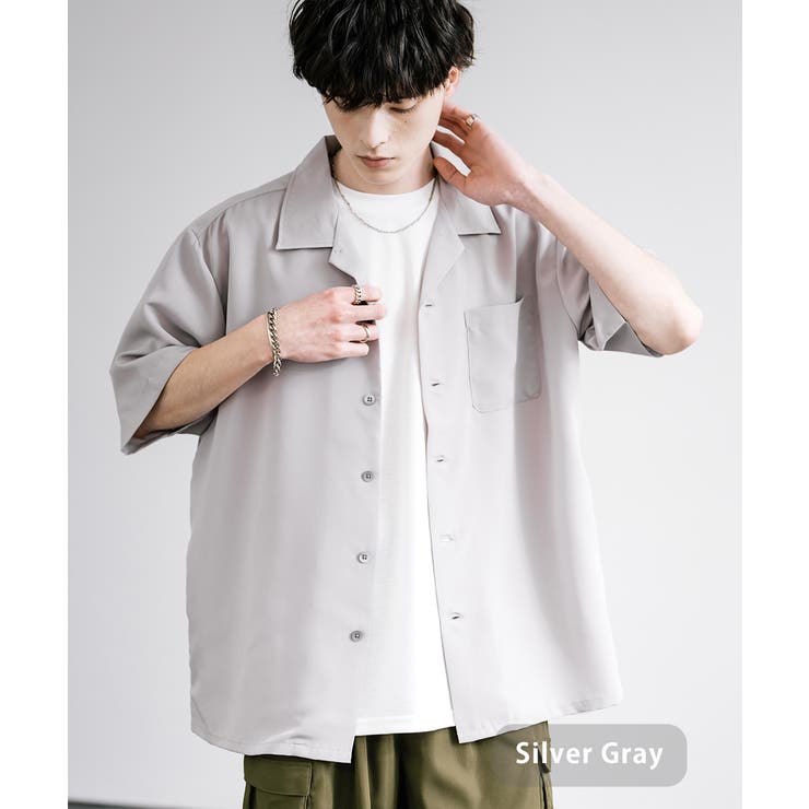 開襟シャツ 半袖 無地[品番：OE000007932]｜Rocky Monroe（ロッキー