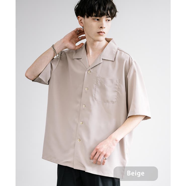 開襟シャツ 半袖 無地[品番：OE000007932]｜Rocky Monroe